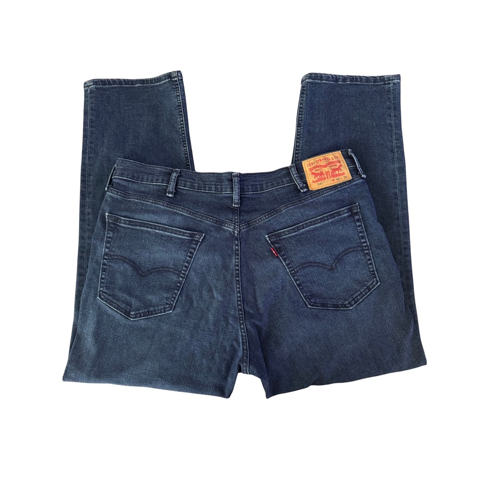Levis 541 Athletic Taper Jeans Mens 38x29 Dark Wash Blue Denim Stretch 38x29 - Picture 2 of 6